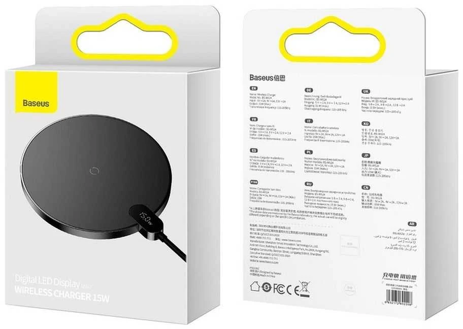 Įkroviklis belaidis Baseus Digital LED Ekranas Gen2 15W, juodas CCED000001