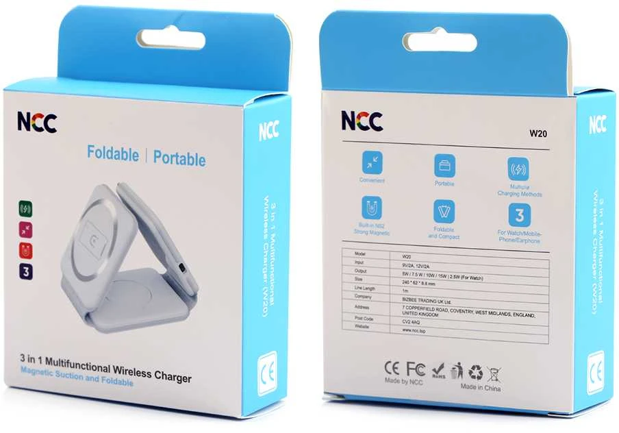 Belaidis įkroviklis NCC 3in1 (Phone,Watch,Pods)