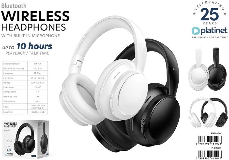 Bluetooth ausinės Platinet (PHB086B) juodos