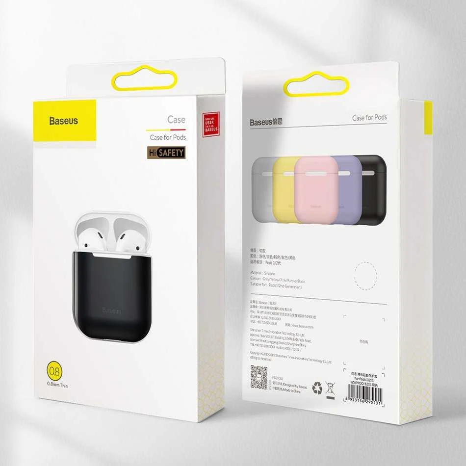 Baseus Super Thin Silica Gelinis Dėklas AirPods 1/2 - Pilkas