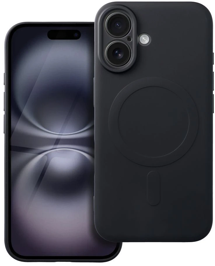 OEM dėklas, skirtas „iPhone 16“ silikoniniam „Mag“ dėklui, suderinamas su „MagSafe“ (fotoaparato apsauga), juodas