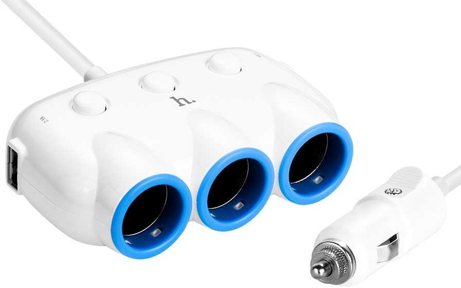 Automobilinis įkroviklis-šakotuvas Hoco C1 su 2 USB jungtimi ir trimis (3.1A) jungtimis