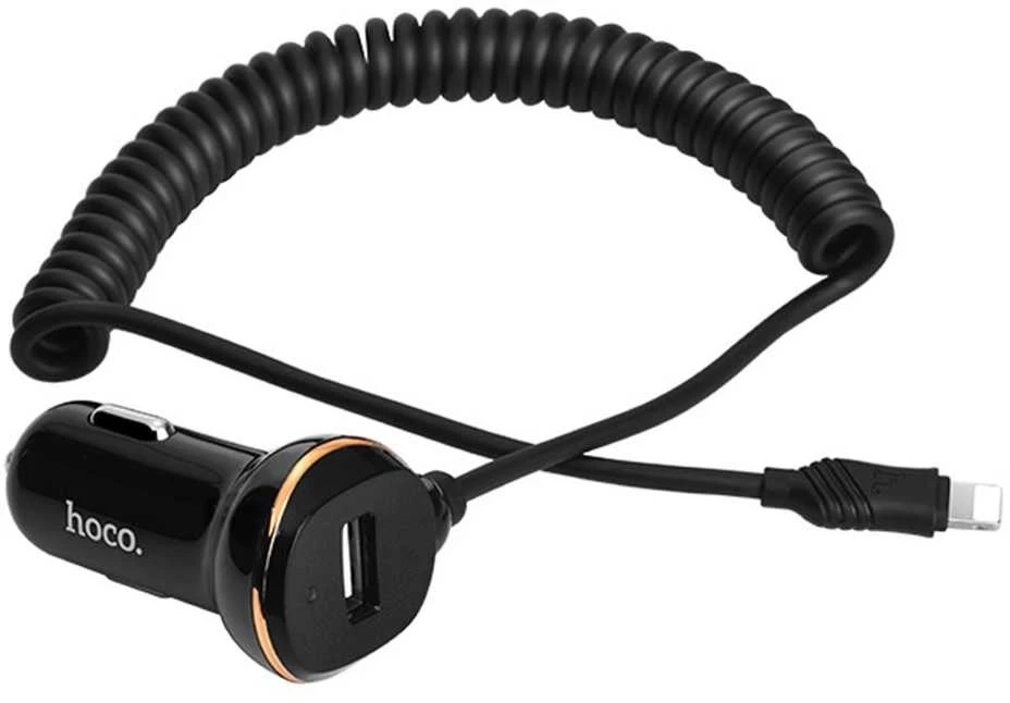 Įkroviklis automobilinis Hoco Z14 USB + "lightning" (5V 3.1A) juodas