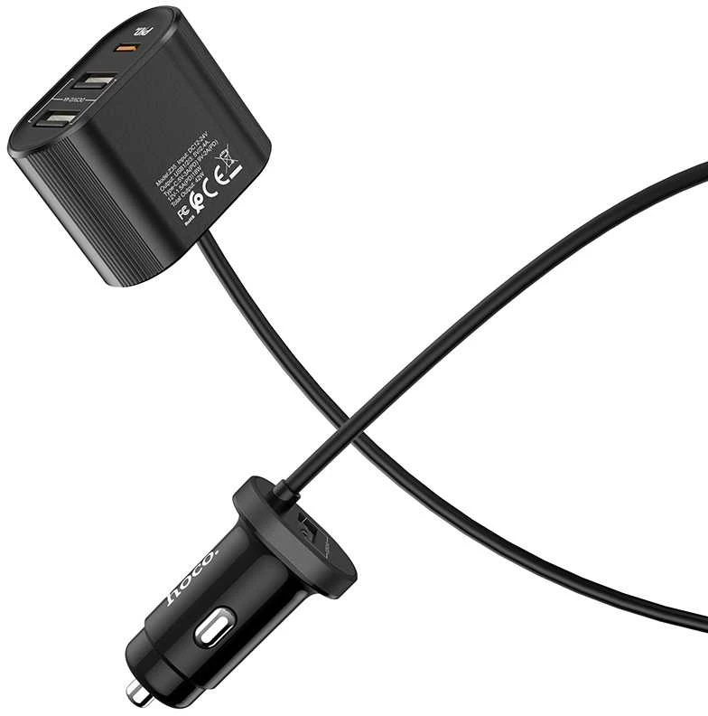 Partner Telecom Įkroviklis automobilinis Hoco Z35 Quick Charge 18W (2xUSB 1xType-C 3A) juodas