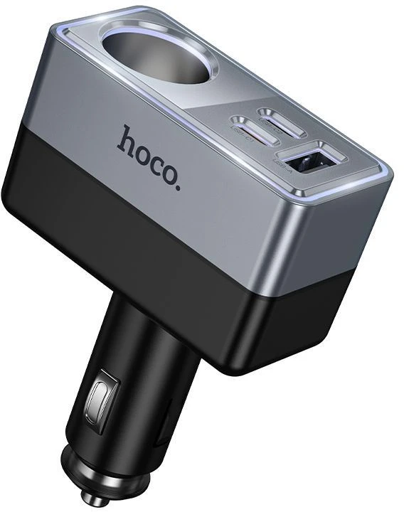 Automobilinis įkroviklis Hoco 1xUSB A + 2xUSB C+1x cigarečių degiklio jungtis PD QC3.0 max 165W/24V Z65A juodas
