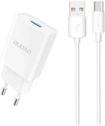 Įkroviklis Dudao (A4EU) + type-C kabelis (1xUSB 2.1A) baltas