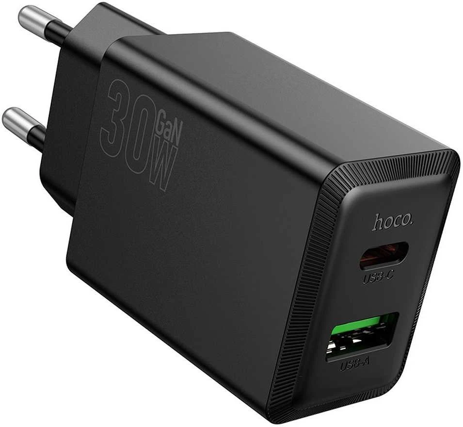 Telefono įkroviklis Hoco USB A + USB C QC3.0 PD AFC 3A 30W N71 juodas