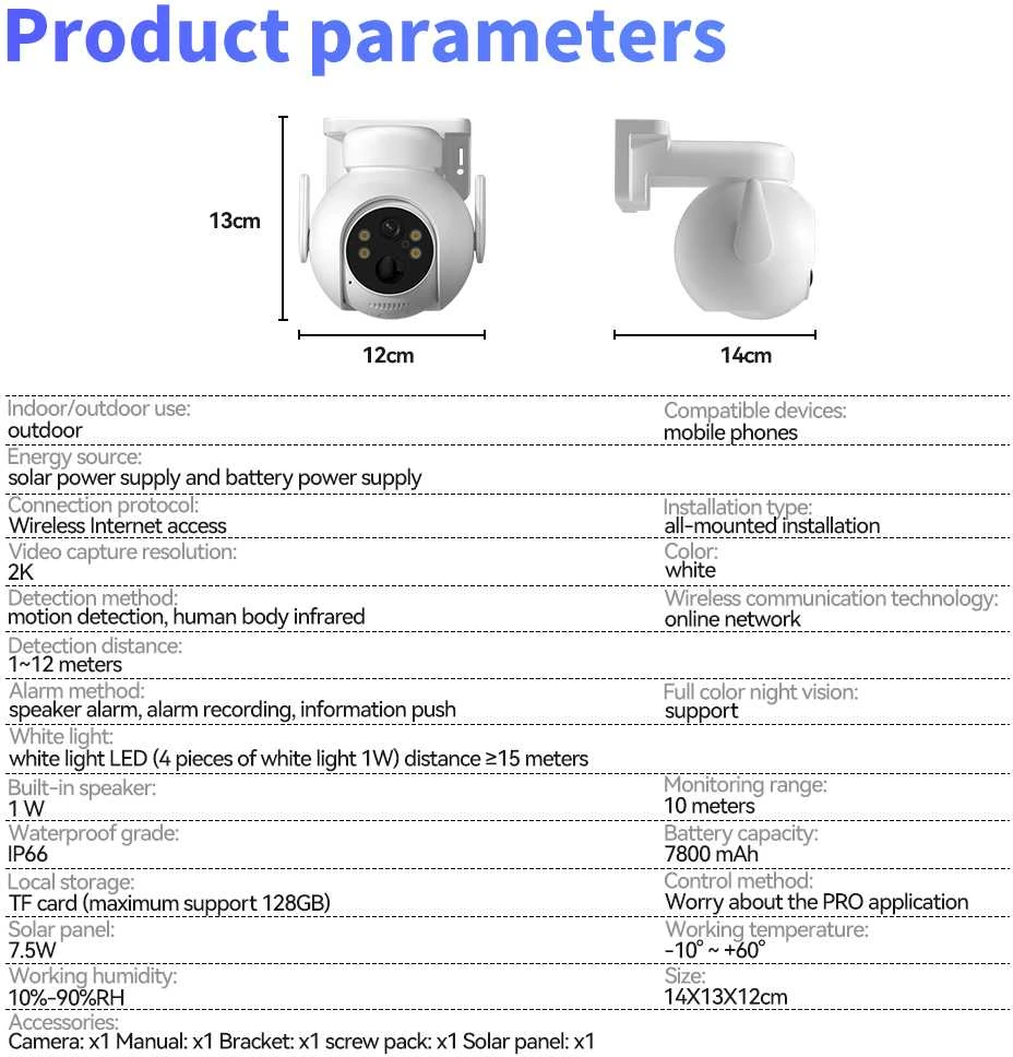 IP kamera XO (CR10) saulės energija varoma 7,5 W (Wi-Fi) (2k) su mikrofonu