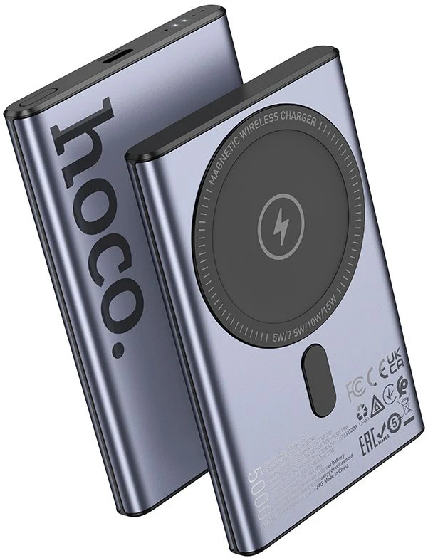 „MagSafe Hoco 5000 mAh QC PD 20W Q32“ metalinis pilkas nešiojamas akumuliatorius
