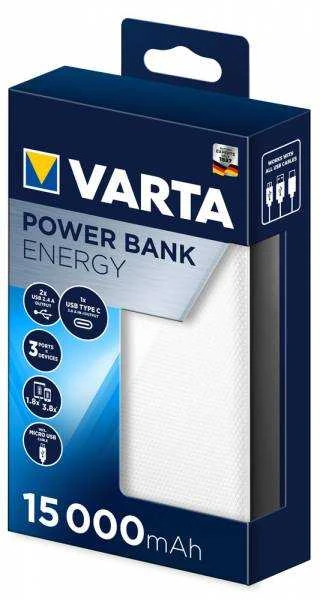VARTA Powerbank Energy 15000mAh baltos spalvos
