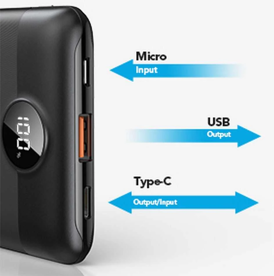 Išorinė baterija POWER BANK VEGER S11 10000mAh (Type-C; MicroUSB; 22.5W) juoda