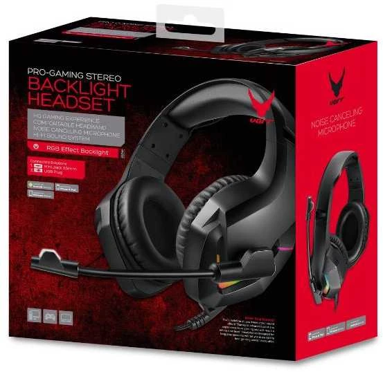 Ausinės Omega Laisvų rankų įranga VARR GAMING VH8050 su mikrofonu (RGB 3,5mm) juoda