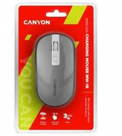 Belaidė įkraunama pelė Canyon MW-18, 4 tylus mygtukai, Pilka
