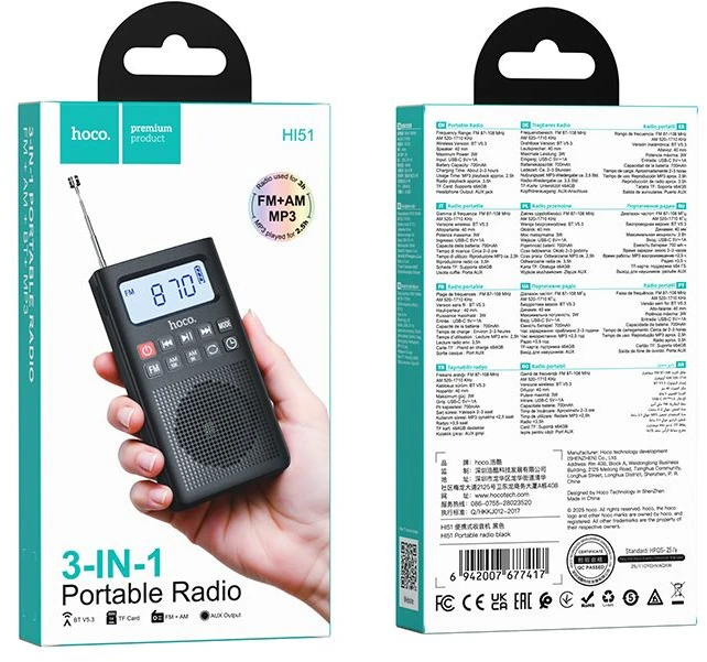 Portable radio Hoco HI51 juodas