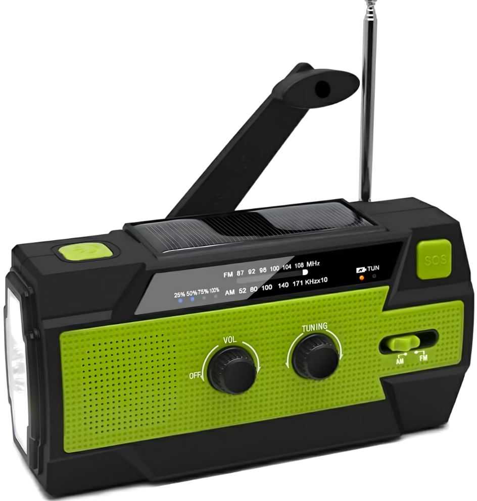 Realprices Radijo imtuvas RC-K-1394 su saulės elementu (FLASHLIGHT POWERBANK 4000mAh AM FM SOS USB)