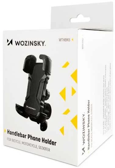Wozinsky stiprus telefono laikiklis dviračiui, motociklui, paspirtukui, juodos spalvos (WBHBK6)