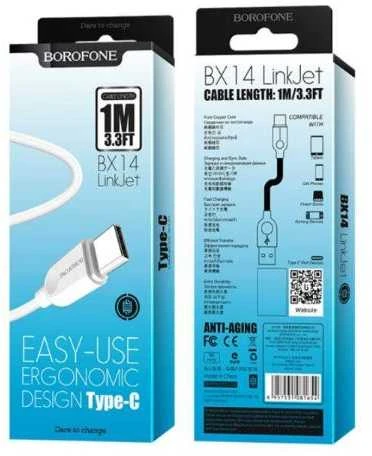 USB kabelis BOROFONE BX14 type-C baltas 1m