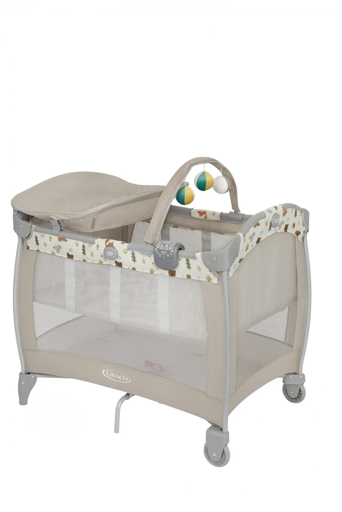 GRACO Vaikiška lovelė, maniežas CONTOUR ELECTRA, persirengimo stalas, čiužinys, krepšys, skydas