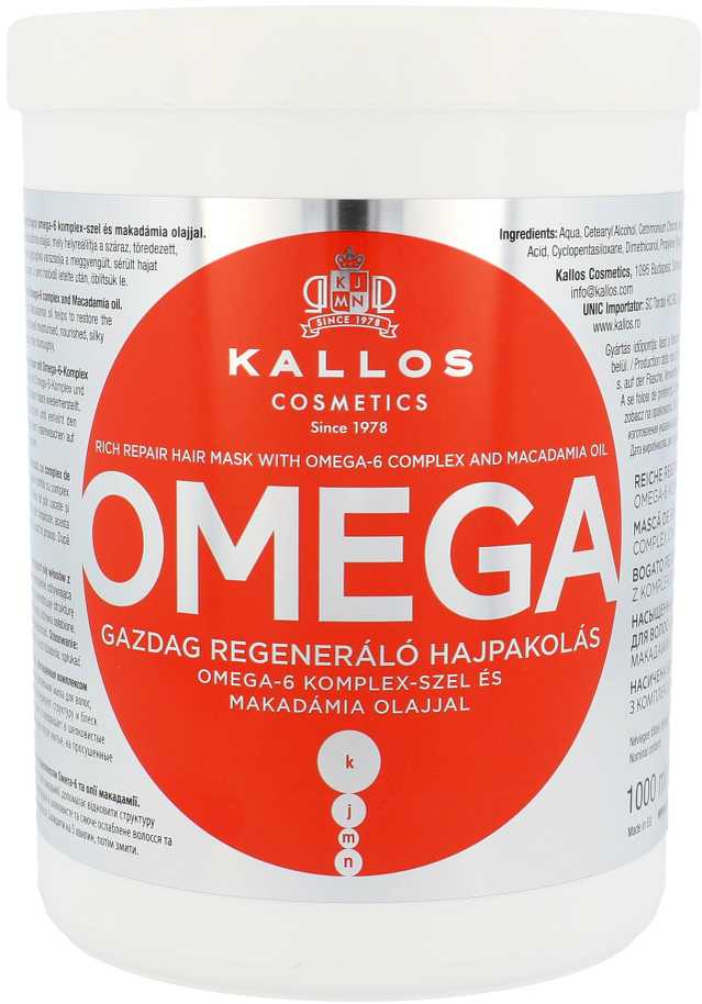 Kaukė sausiems pažeistiems plaukams Kallos OMEGA Rich Repair Hair Mask 1000 ml