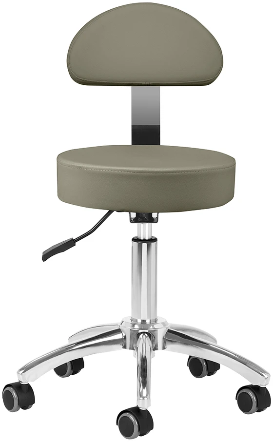 Activeshop Kosmetologinė meistro kėdutė STOOL BEAUTY BACKREST ROUND Pilkas