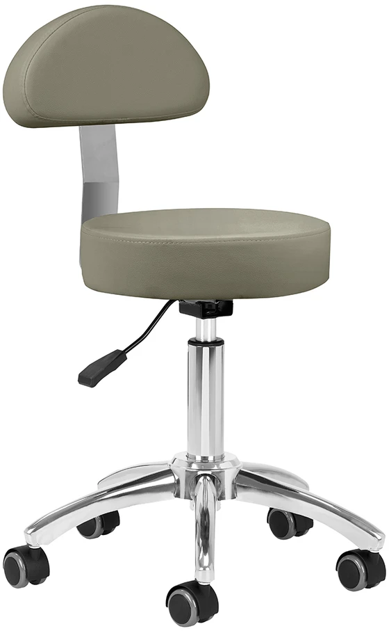 Activeshop Kosmetologinė meistro kėdutė STOOL BEAUTY BACKREST ROUND Pilkas