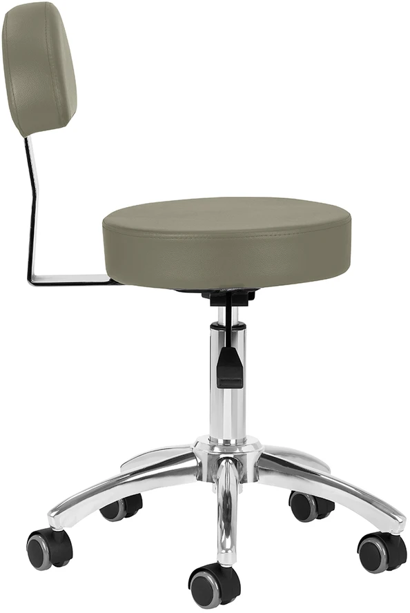 Activeshop Kosmetologinė meistro kėdutė STOOL BEAUTY BACKREST ROUND Pilkas