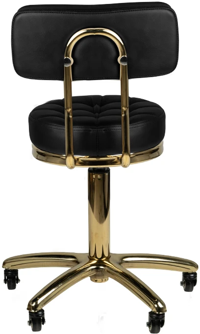 Activeshop Kosmetologinė meistro kėdutė STOOL BEAUTY BACKREST AM-961 GOLD Juodas