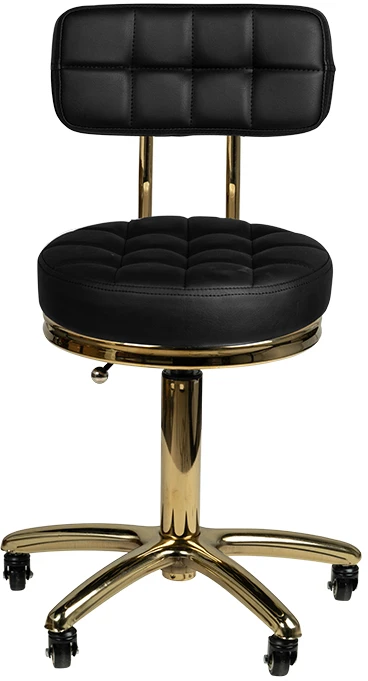 Activeshop Kosmetologinė meistro kėdutė STOOL BEAUTY BACKREST AM-961 GOLD Juodas