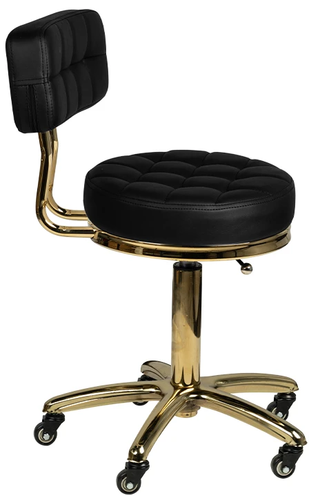 Activeshop Kosmetologinė meistro kėdutė STOOL BEAUTY BACKREST AM-961 GOLD Juodas