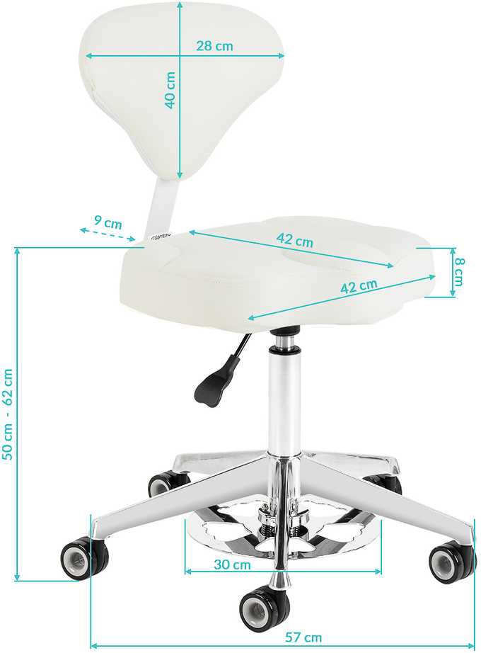 Activeshop Kosmetologinė meistro kėdutė AZZURRO BUMP-UP Baltas