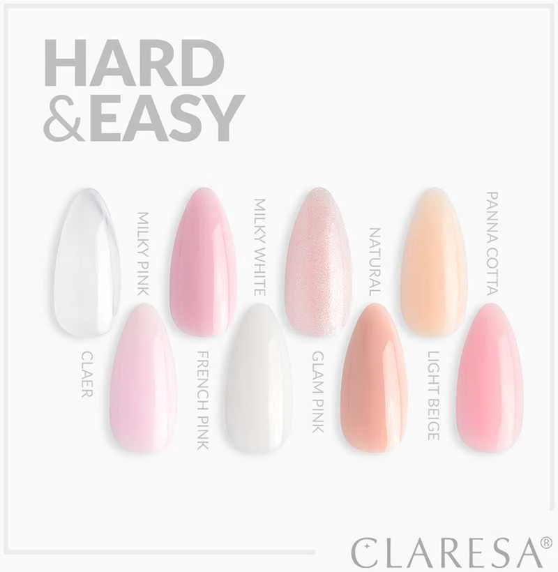 Activeshop Claresa Claresa Hard&Easy Nail Builder gelis 12g Milky Rožinė (5)