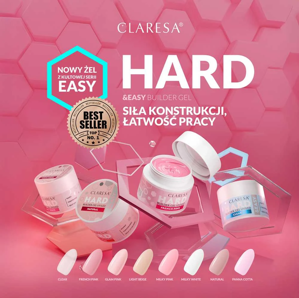 Activeshop CLARESA_Hard&Easy Milky Rožinė Builder Gel 45g