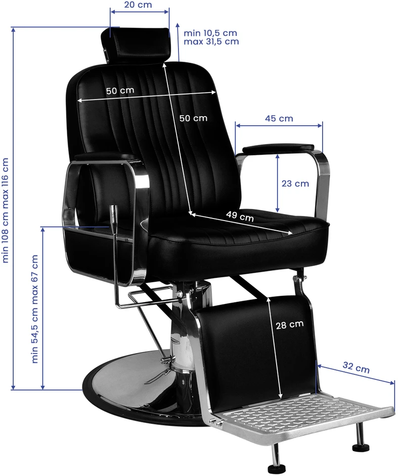 Activeshop Kirpyklos kėdė GABBIANO BARBER CHAIR PATRIZIO Juodas