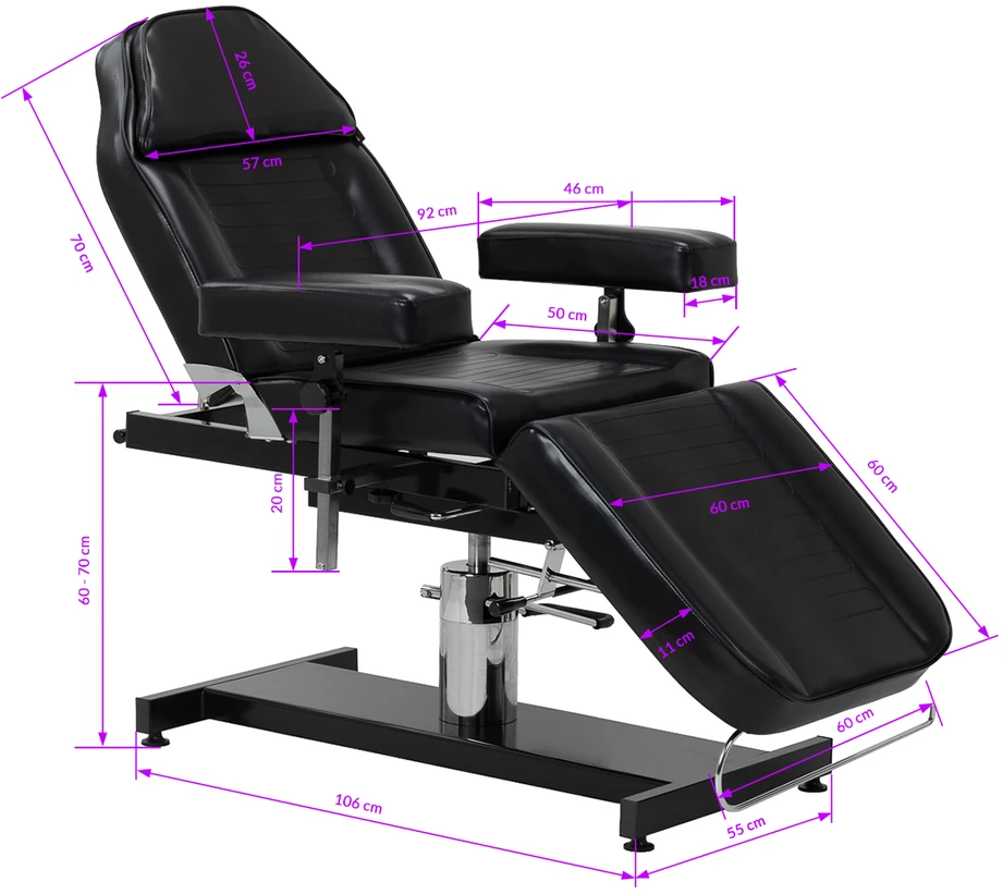 Activeshop Tatuiruočių kosmetologinis krėslas Pro Ink 210DH, juodas