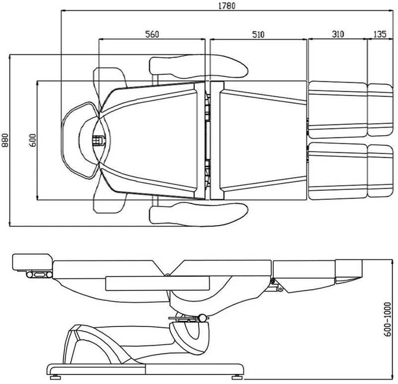 Activeshop Kosmetologinis krėslas AZZURRO 869A PEDI ELECTRIC 5 MOTOR Pilkas