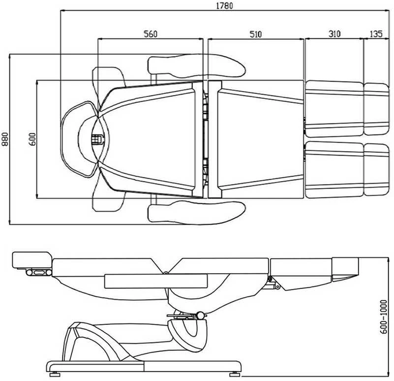 Activeshop Kosmetologinis krėslas AZZURRO 869A PEDI ELECTRIC 5 MOTOR Baltas