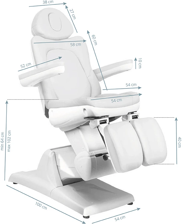 Activeshop Kosmetologinis krėslas AZZURRO 870 PEDI ELECTRIC 3 MOTOR Baltas