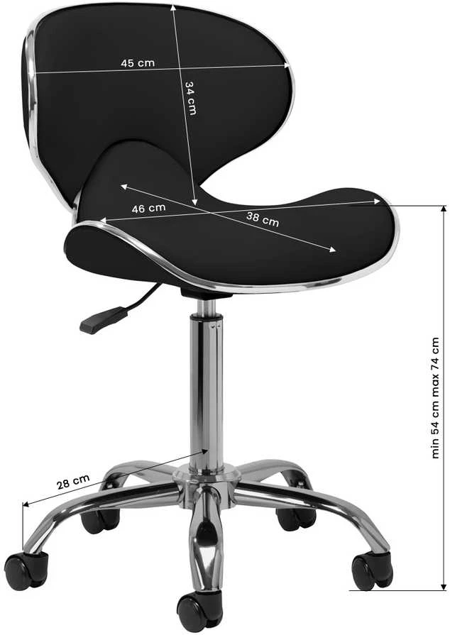 Activeshop Kosmetologinė meistro kėdutė Gabbiano Q-4599 Juodas