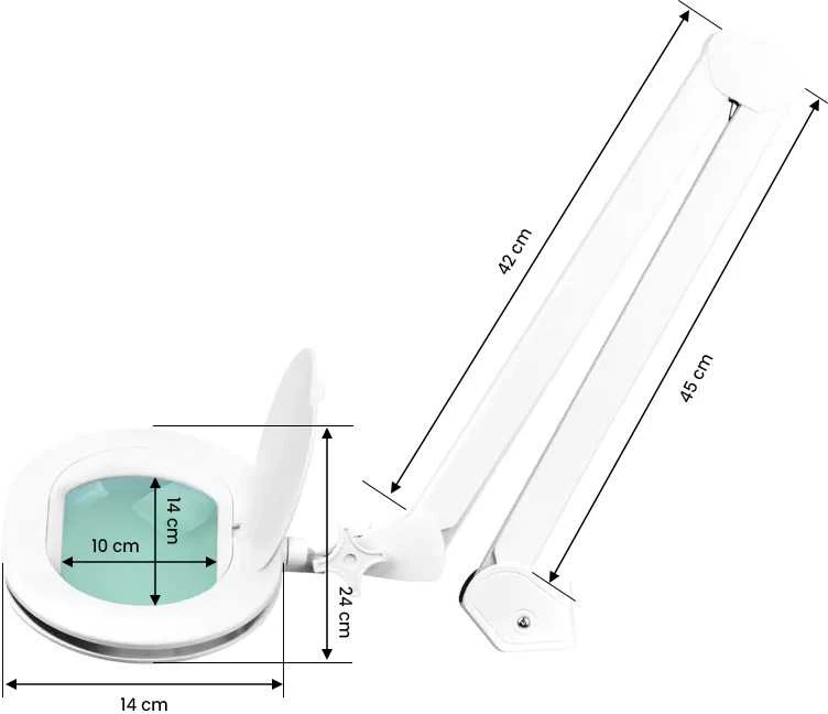 Activeshop Kosmetologinė LED lempa su lupa ELEGANTE 60LED 5D 5/10W ADJUSTABLE Baltas