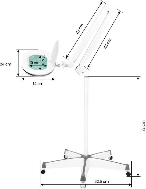 Activeshop Kosmetologinė LED lempa su lupa ir stovu ELEGANTE 60LED 5D 5/10W ADJUSTABLE Baltas