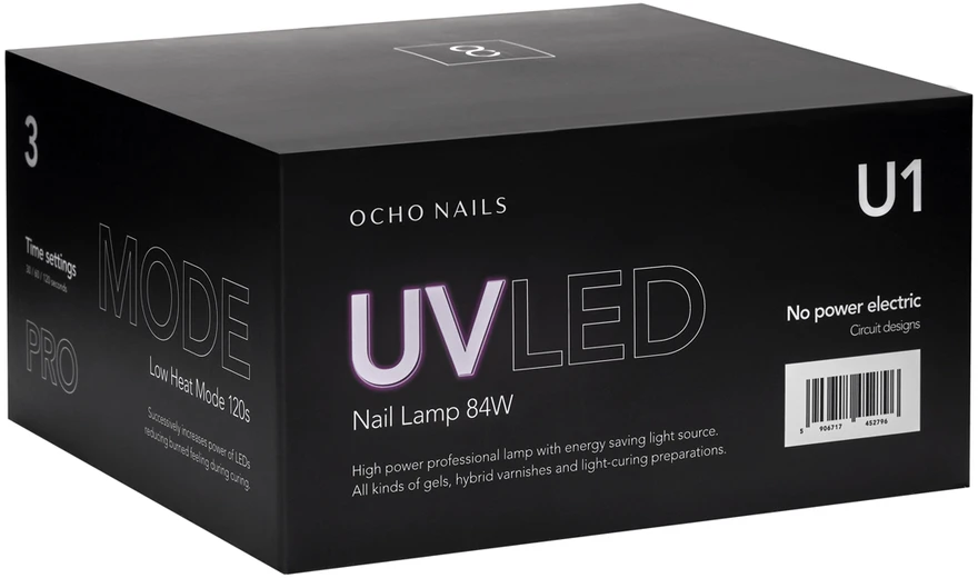 Activeshop Profesionali UV/LED nagų lempa manikiūrui Ocho Nails 8 84W, juodos spalvos