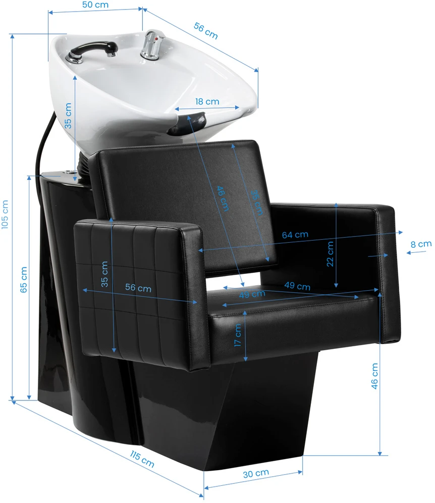 Activeshop Kirpyklos plautuvė GABBIANO PROFESSIONAL HAIRWASHER CHAIR ANKARA Juodas BASE Juodas SEAT Baltas