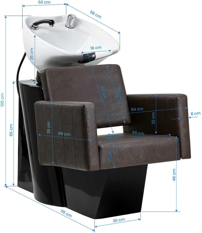 Activeshop Kirpyklos plautuvė GABBIANO PROFESSIONAL HAIRWASHER CHAIR ANKARA Juodas BASE BROWN SEAT