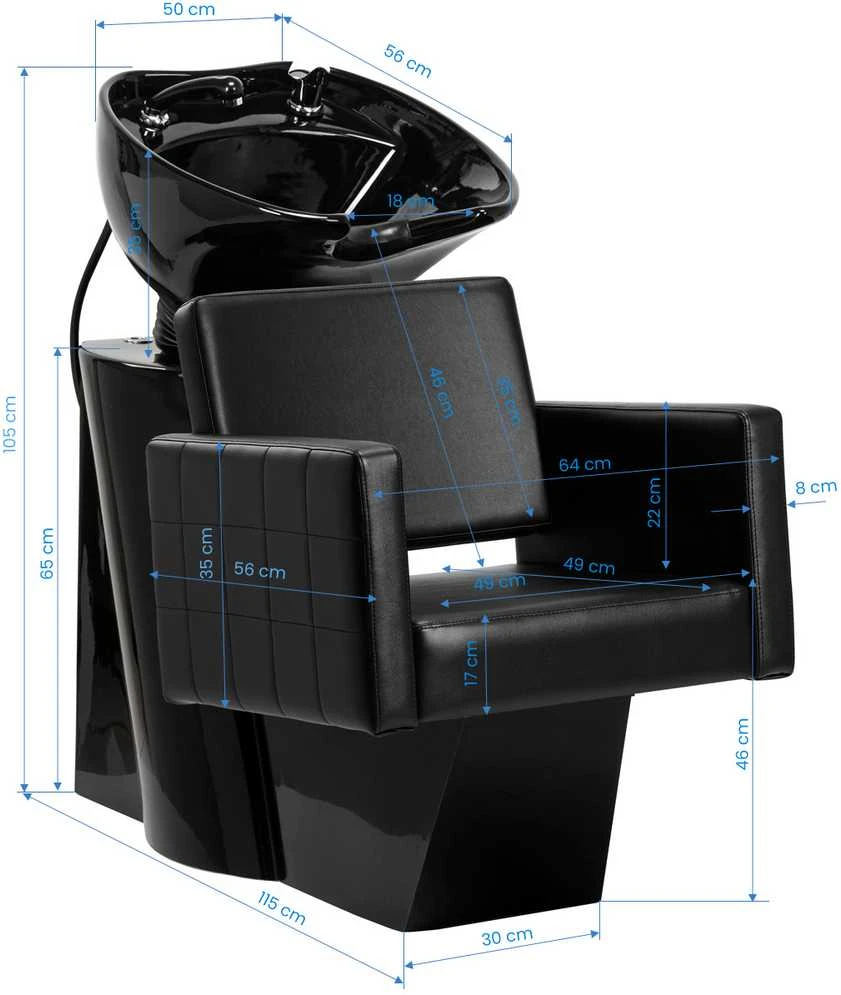 Activeshop Kirpyklos plautuvė GABBIANO PROFESSIONAL HAIRWASHER CHAIR ANKARA Juodas BASE Juodas SEAT