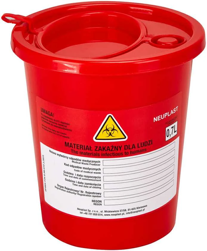 Activeshop Medicininių atliekų konteineris 0,7 l raudonas