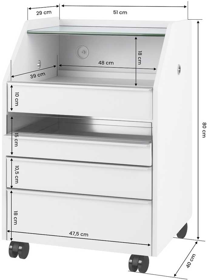 Activeshop Kosmetologinis vežimėlis 984 Baltas