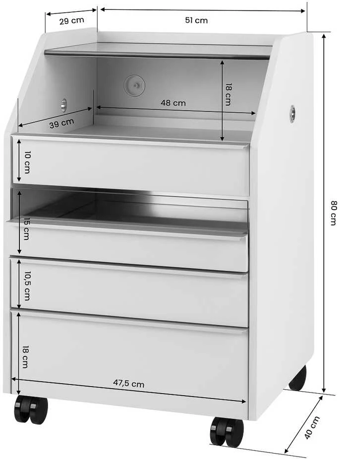 Activeshop Kosmetologinis vežimėlis su integruotu UV sterilizatoriumi 984 Pilkas