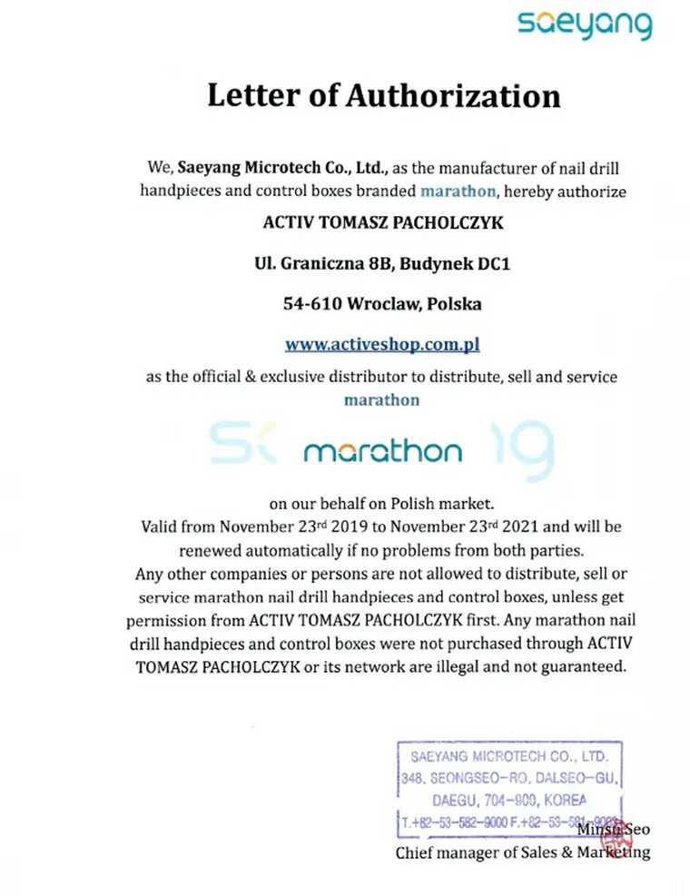 Activeshop Profesionali nagų freza Saeyang Marathon 3 Champion rožinė + antgalis H200