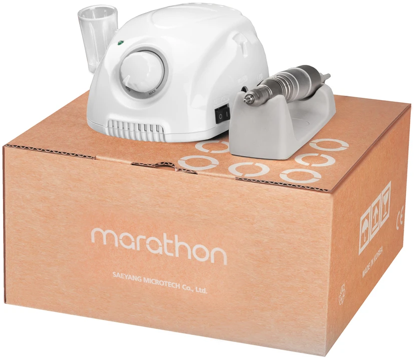 Activeshop Profesionali nagų freza Saeyang Marathon 3 Champion balta + antgalis H200