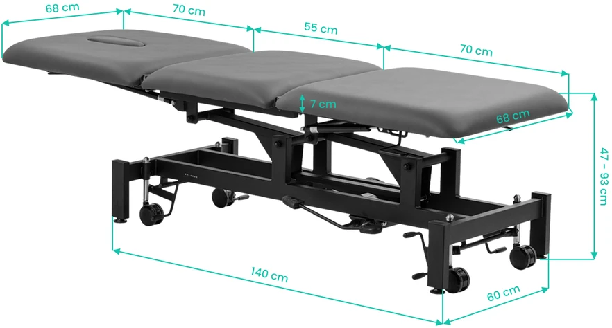Activeshop Hidraulinis masažo ir fizioterapijos stalas Balance Solidum 3, pilkas